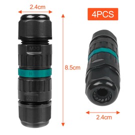 Fousenuk Pack of 4 IP68 Cable Connectors, Waterproof Cable Connector, Cable Sleeve, Cable Connection, Waterproof, Cable Connection, 3-Pin Earth Cable Connection Sleeve, Junction Box