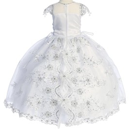 BluNight Collection Virgin Mary Embroidery Cap Sleeve Tulle Sequin Wedding Baby Infant Girl Baptism Christening Dress (TR42K9) White 3