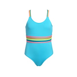 Hobie Girls' One Piece Swimsuit, Blue Hawaii//Smiles for Miles, 8