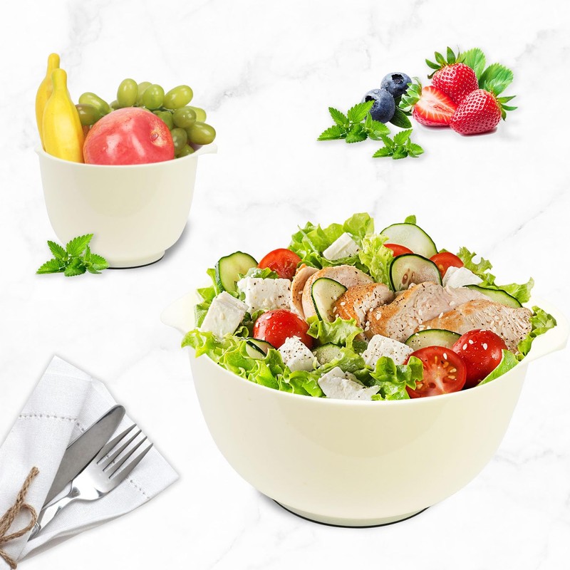 BoxedHome Nesting Plastic Mixing Bowl Set, 4 Piece Mixing Bowl