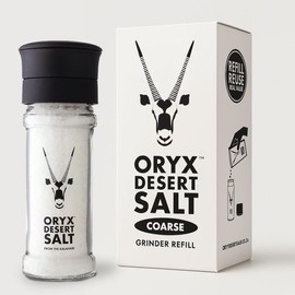 Oryx Desert Salt Grinder & Refill Box Combo, 3.52oz/8.8oz, Refillable Reusable +20x Ceramic Grinder with Kosher Oryx Desert Salt, Perfect for Salads & Cooking, Alternative to Sea Salt, Himalayan Salt