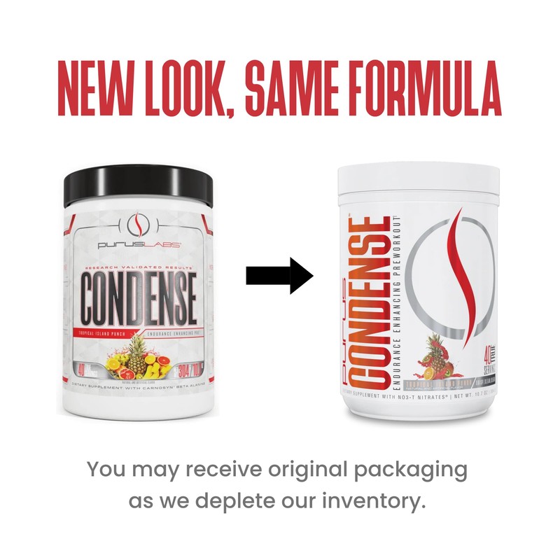 Purus Labs CONDENSE PreWorkout Powder, 40 Servings (Tropical Island Punch)