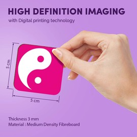 1 x Square MDF Magnets - Pink Yin Yang Yoga Meditation 5237