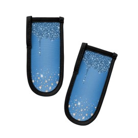 Blue Diamond Hot Handle Holder, Pot Pan Handle Covers, Shiny Modern Art Droplet Texture Cast Iron Skillet Handle Covers, Heat Protecting Pan Handle Sleeves Mitt for Kitchen Cookware, 2PCS