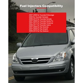 GDSMOTU 6Pcs Powerful Performance 35310-3C000 Fuel Injectors Compatible for 2007-2009 for Amanti 4door Sedan 3.8L 2006-2010 for Sonata 4door Sedan 3.3L, 4Holes Fuel Injector Kit