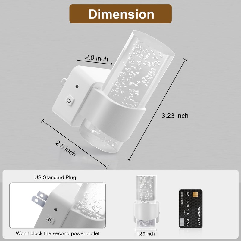 HOTEKME LED Night Light, Dimmable Night Lights Plug into Wall,