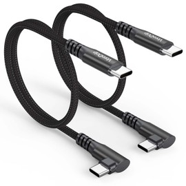 VoroDcip Short USB C Cable Right Angle 1ft, 2-Pack 90 Degree USBC 60W PD Fast Charging & 480Mbps Data Transfer Cord, Type C Cables for Galaxy S25/S24/S23 Tablet Power Banks Cameras