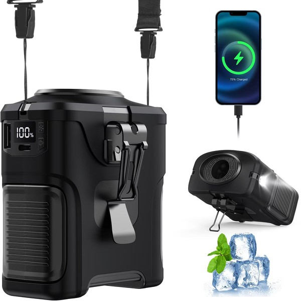 Portable Waist Fan, 5-Speed 16000 RPM Strong Turbo Airflow, 10000mAh