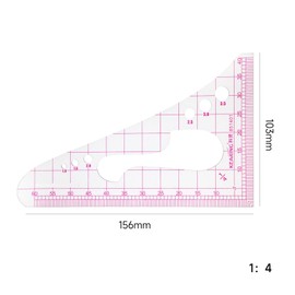 KEARING Triangle Scale Ruler, Sandwich Line, Pattern Making Ruler for Sewing, Quilting and Pattern Making, 1:4
