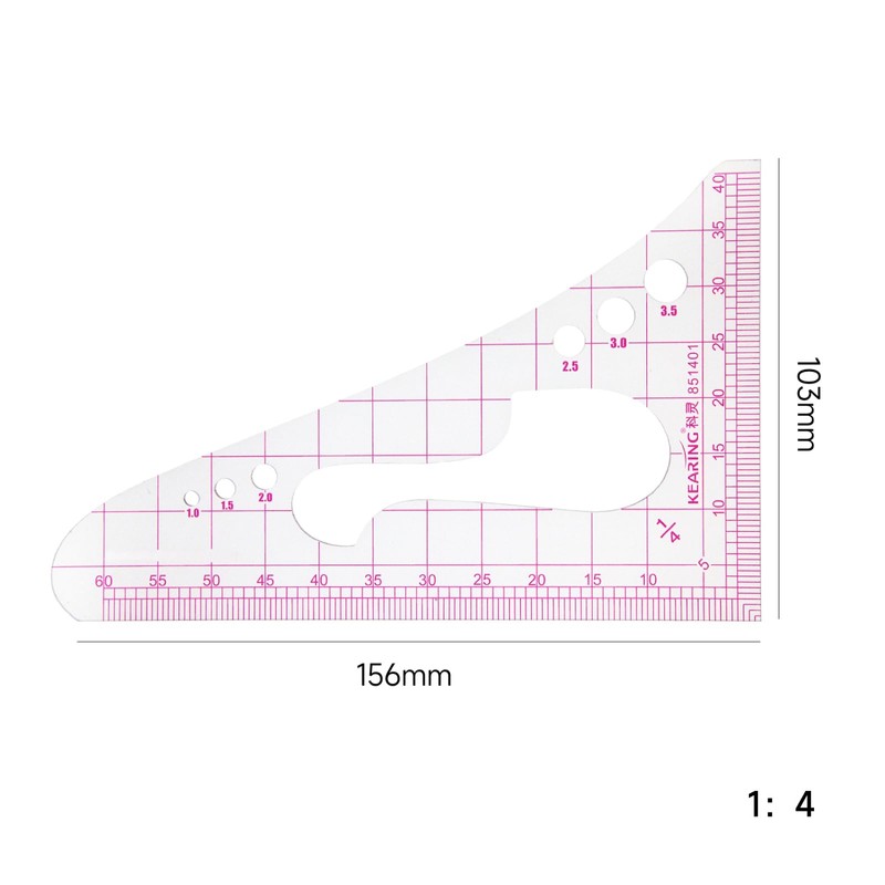 KEARING Triangle Scale Ruler, Sandwich Line, Pattern Making Ruler for
