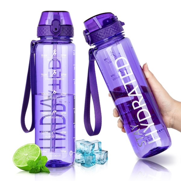 GOPPUS 32 Oz Water Bottle With Straw, Tritan Bpa-free,Wide Mouth