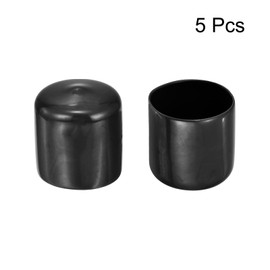 QUARKZMAN Pack of 5 Rubber End Caps 39 mm ID Rubber Caps Rubber Plugs Round Sliding Caps Chair Leg Caps Foot Caps Protective Caps End Tips Cover Plugs Plastic for Pipe Furniture Black