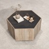 Rural Style Wood Coffee Table Hexagonal with Storage Drawers for