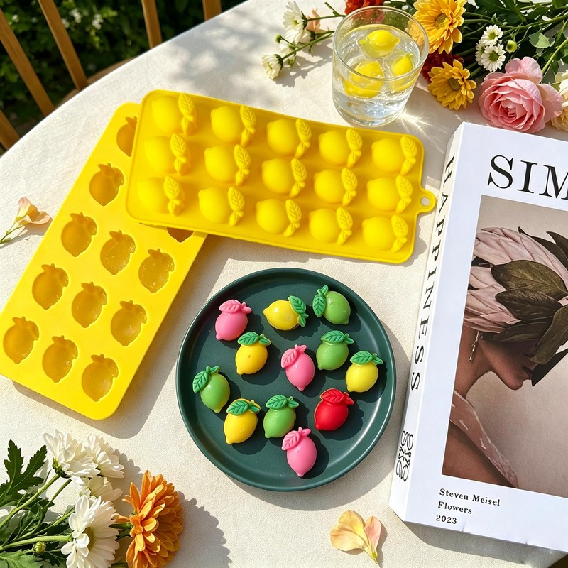 Mini Lemon Silicone Molds, 15 Cavity Lemon Fruit Candy Chocolate