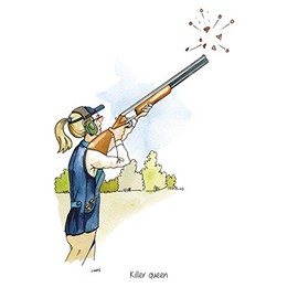Killer Queen LADIES A5 Clay Pigeon Target Shooting Greeting Card with envelope - blank inside for your own message. (AC59)