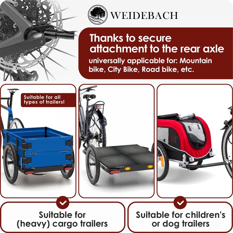 WEIDEBACH® 2x Stable bike trailer hitch with black safety pin,