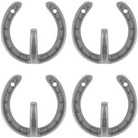 YARDWE 4Pcs Cast Iron Wall Hooks Horseshoe Shaped Wall Hanger Coat Hook Hat Horse Hook Vintage Wall Hook Farmhouse Decorative Hooks for Hanging Robe Towels Coats and Bags