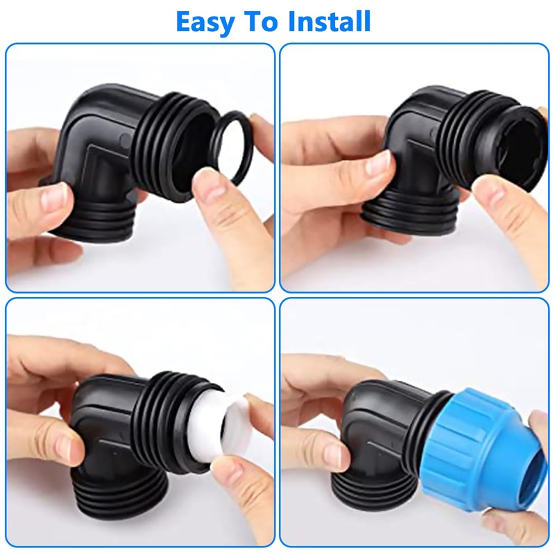 PP Compression Fitting Angle 32 mm PE Pipe, Pack of