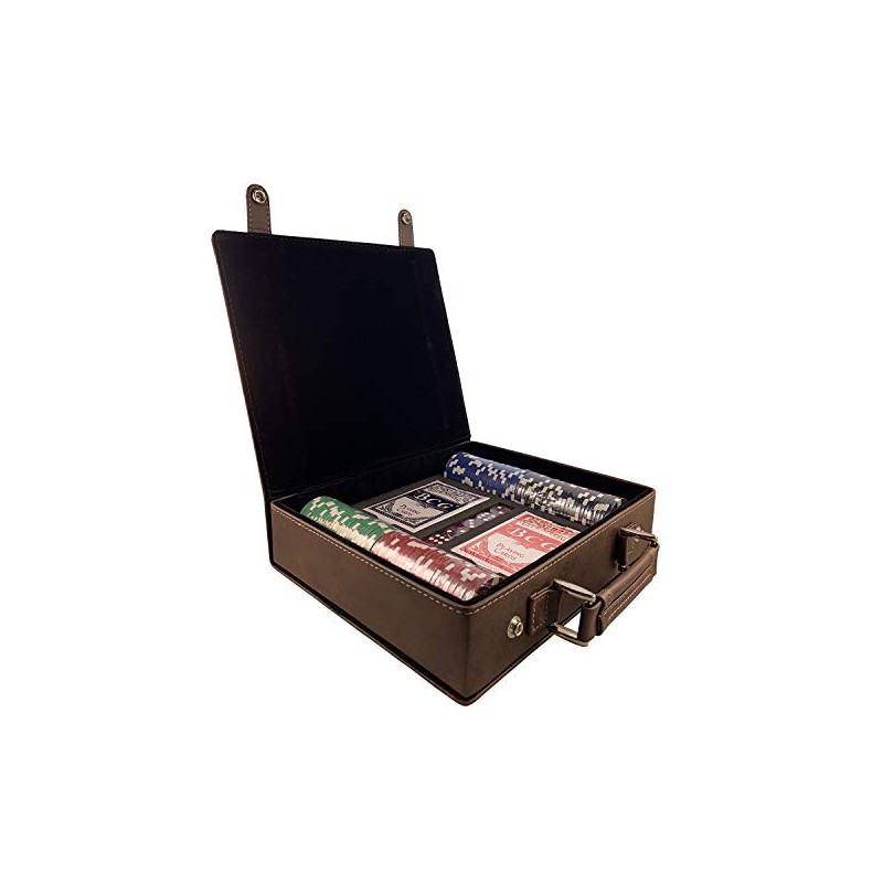 Abbott Irish Coat of Arms Leather Poker Set