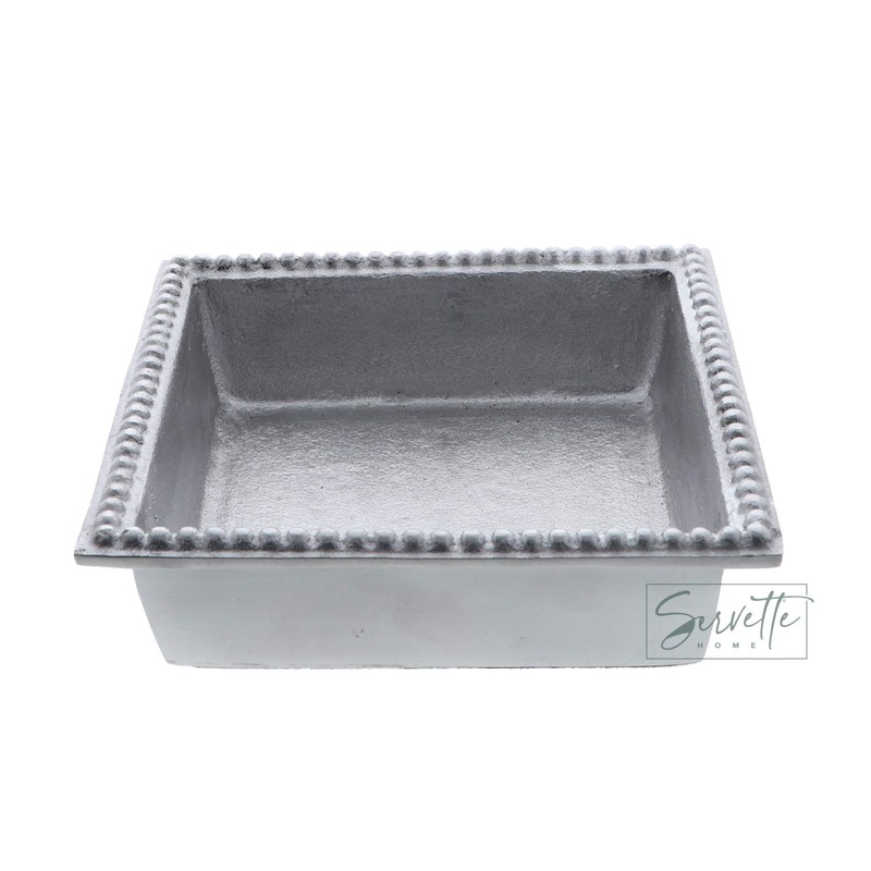 Servette Home Napkin Holder Beaded Edge Metal Flat Napkin Box