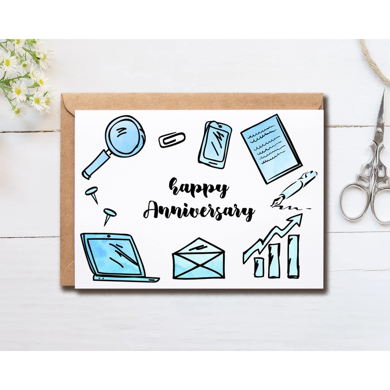 Happy Anniversary - Office Work & New Job Greeting -