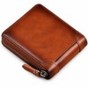 Men's Genuine Leather Zipper Wallet – Compact Short Wallet with