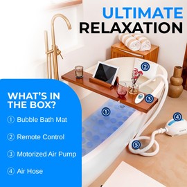 SereneLife Bubble Bath Mat, Bathtub Mat with Air Massage and Remote Control, Waterproof, Non-Slip, Adjustable Bubble Intensity, Aroma Diffuser, 47x14.2 Inch Full Body Spa Massager