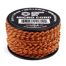 Atwood Rope MFG Tactical Nylon/Polyester Micro Utility Cord 1.18mm X 125ft Reusable Spool | Fishing Gear, Jewelry Making, Camping Accessories (Fireball)