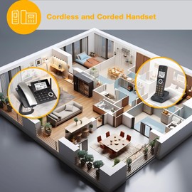 AT&T AT&T DECT 6.0 Corded/Cordless Home Phone with 1-Handset and Answering Machine, Smart Call Blocker, Caller ID, Large Backlit Display, Big Button, Speakerphone, Intercom: CL84118 (Charcoal Black)