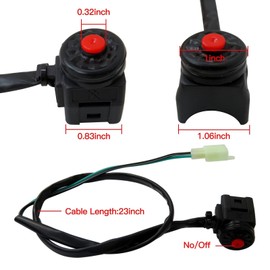Zafina-UP Upgraded Motorcycle Kill Switch with Red Push Button and Plug for a 7/8" Diameter Handle Bars