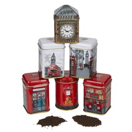 Iconic London Sights 6x Tea Tins with Fine English Loose Leaf Tea