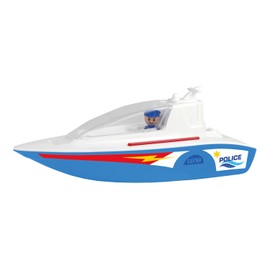 Lena BOAZZ Police Boat 36 cm, Toy Boat Suitable for Indoor and Outdoor Use, for Children from 2 Years, Cabin to Open, Two Seats Plus Toy Figure, Blue