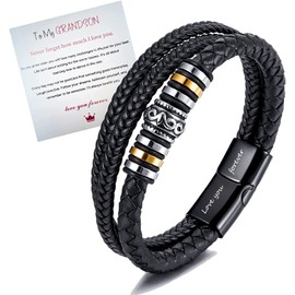 CJIAYUJEW I Will Always Be With You - Stainless Inspirational Mens Braided Leather Bracelet To My Son/Grandson, SON-21, alloy, no gemstone