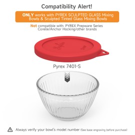 SOPHICO Silicone Replacement Lids for Pyrex Sculpted Glass & Tinted Glass Bowls Mixing Bowls, Lids For 7401-s 3-Cup(Container not included)