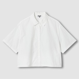 JAJU [JAJU] Women's Crisp Short-Sleeve Shirt_White