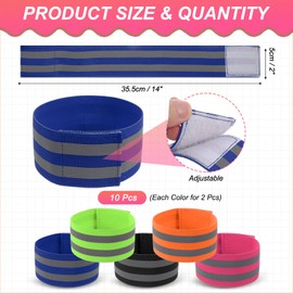 PATIKIL Reflective Bands for Wrist/Arm/Ankle/Leg, 10pcs High Visibility Reflector Bands, Safety Reflector Tape Straps for Night Running Cycling Walking Multicolor