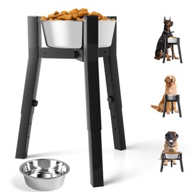 SHAINFUN Elevated Dog Bowl with Stand for Large Dogs, with 61oz Bowls, Adjustable Height & Width, Tall Raised Dog Food Water Stand