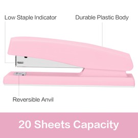 Deli Stapler, Desktop Stapler, Office Stapler, 25 Sheet Capacity, Includes 1000 Staples and Staple Remover, Pink