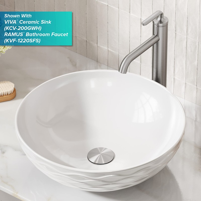 KRAUS Bathroom Sink Pop-Up Drain Assembly in Satin Nickel for