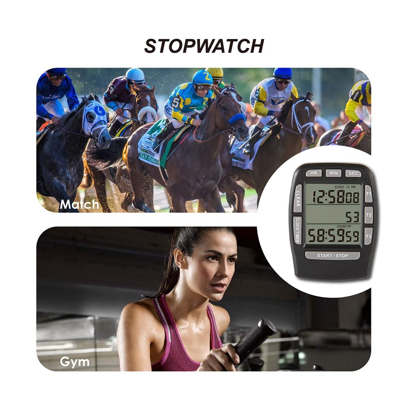 HonorMeet Digital Kitchen Triple Timer,Count-Down & Count-up Tracking,Loud Buzzer Reminder,Battery