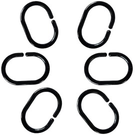 Plastic Shower Curtain Rings Hooks for Bathroom Shower Window Rod (Black 24 Pack)