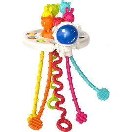 Yummy Baby Montessori Sensory Toy for Babies 18+ Months, Silicone Pull String Teething Toy, Perfect for Entertaining Baby While Developing Motor and Sensory Skills (Space White)