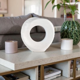 Sagebrook Home Modern Ceramic Stoneware Decorative Object - Textured Minimalist Sculpture for Home, Office, Living Room & Bedroom - 8" White