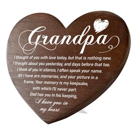 Grandpa Memorial Heart Plaque, Wooden Heart Tabletop Decor, Heart Shaped Table Sign, Grandpa Loss Gift, In Loving Memory of Passed Papa, Sympathy Condolence Gift for Loss of Grandpa