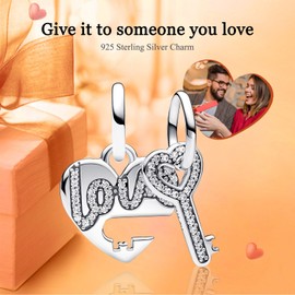 Rimgoris 925 Sterling Silver Charm for Women Bracelets Necklace Lock&Key I LOVE YOU Dangle Charm Gift