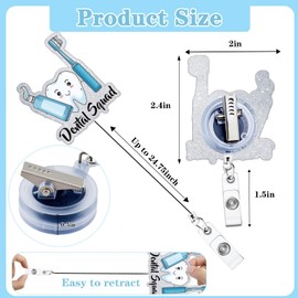 Dentist Gifts Bulk for Women Men Dental Badge Reel Dental Assistant Accessories Tooth Badge Reel Funny Cute Glitter Toothbrush Tooth Medical Gifts for Dentist Hygienist Student Assistant