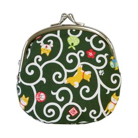 Keisuu Coin Purse, Made in Japan, 4.3 x 4.5 inches (11 x 11.5 cm), 3.3 inches (11 cm), Auskiya Shiba Inu Green