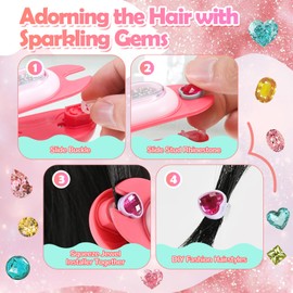 CIGTSICO Hair sGem Stamper Kit - DIY HairBraid Set with Reusable HairGems for Girls 5-12