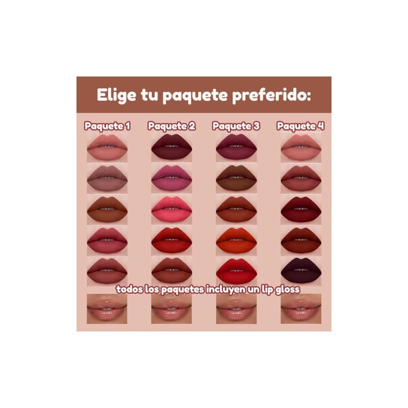Set 3 Labiales Matte Larga Duración Maquillaje Waterproof Juego de
