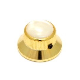 NA (1) Gold/Pearloid Metal Bell Guitar/Bass Knob for 6mm Split Shaft K-MBWP-G